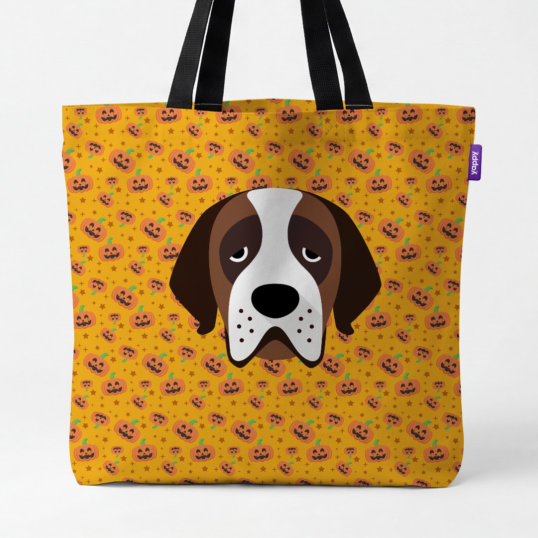 'Happy Pumpkin' - Personalized {breedCommonName} Canvas Bag