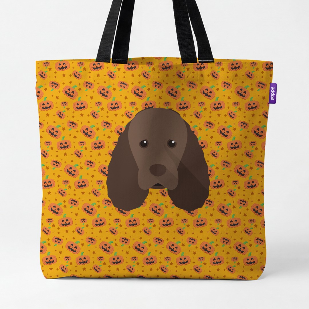'Happy Pumpkin' - Personalized {breedCommonName} Canvas Bag