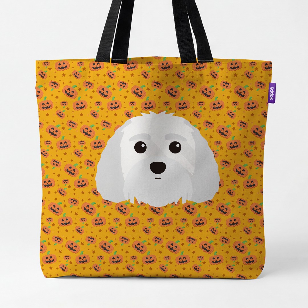 'Happy Pumpkin' - Personalized {breedCommonName} Canvas Bag
