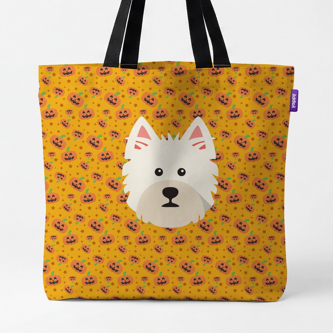 'Happy Pumpkin' - Personalized {breedCommonName} Canvas Bag