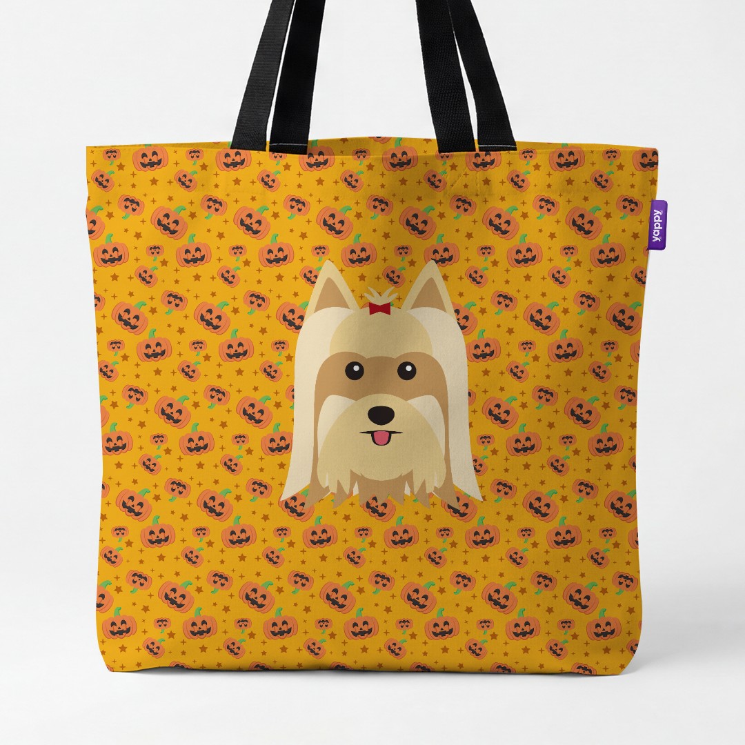 'Happy Pumpkin' - Personalized {breedCommonName} Canvas Bag