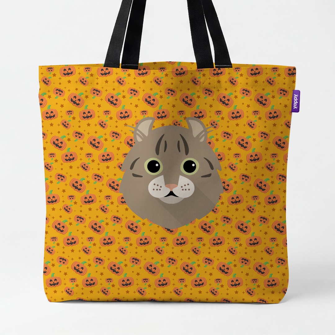 'Happy Pumpkin' - Personalized {breedCommonName} Canvas Bag