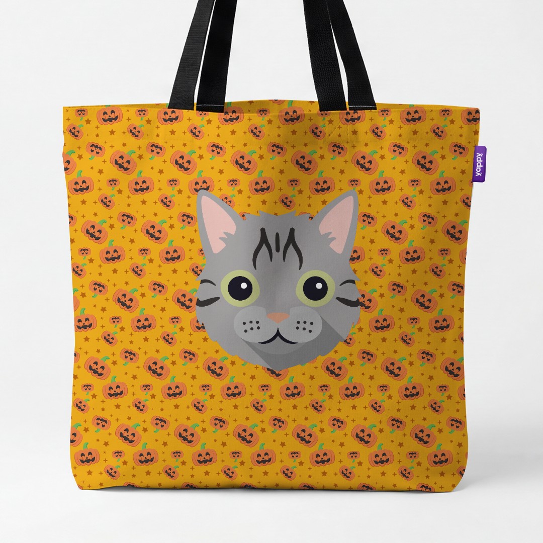 'Happy Pumpkin' - Personalised {breedCommonName} Canvas Bag