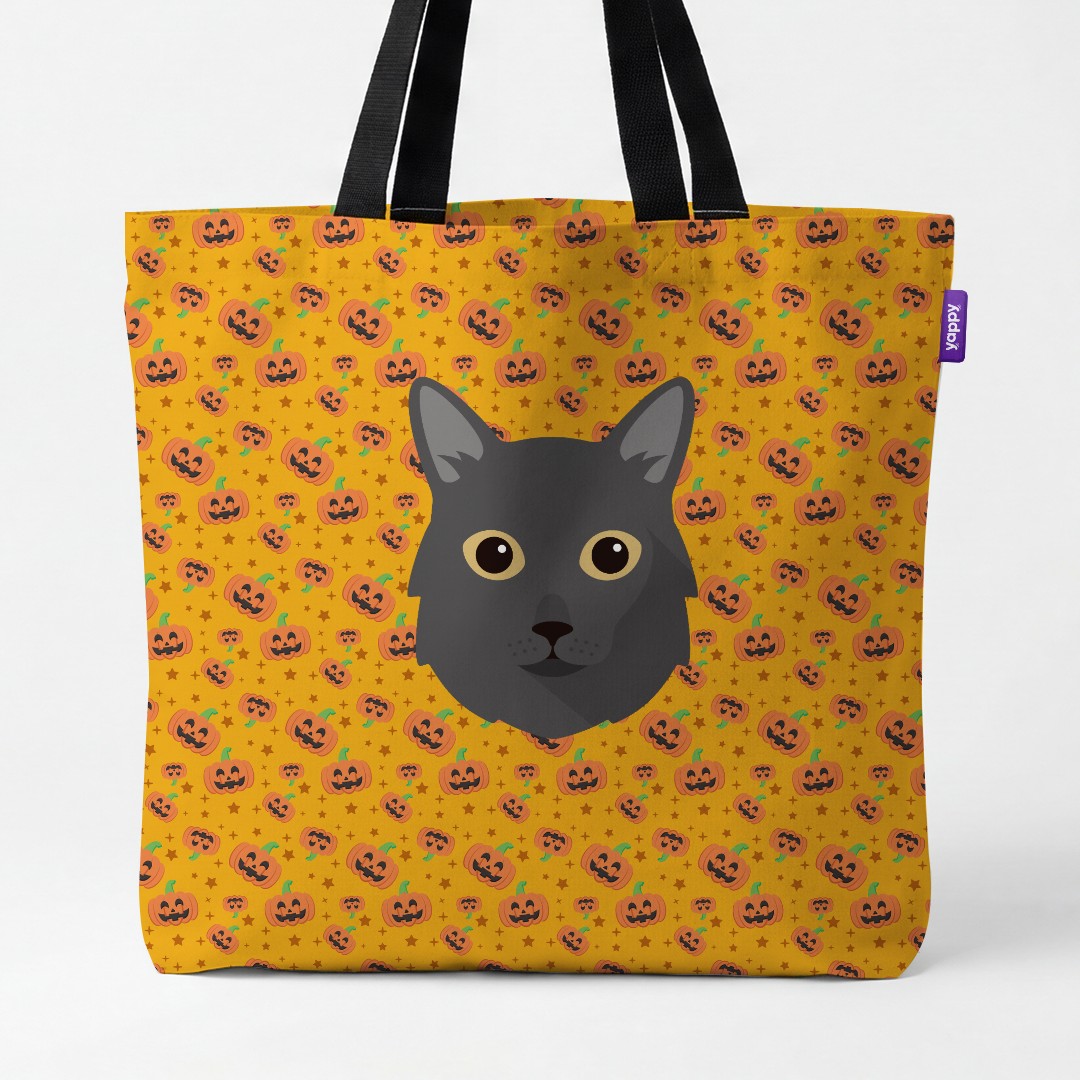 'Happy Pumpkin' - Personalized {breedCommonName} Canvas Bag