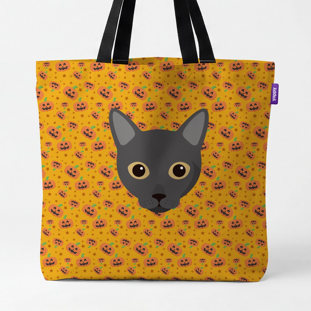 'Happy Pumpkin' - Personalized {breedCommonName} Canvas Bag