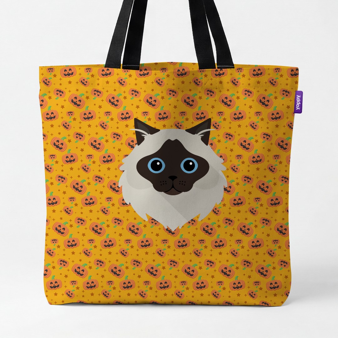 'Happy Pumpkin' - Personalized {breedCommonName} Canvas Bag