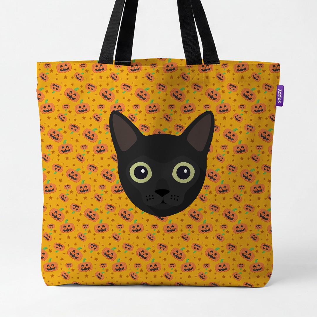 'Happy Pumpkin' - Personalized {breedCommonName} Canvas Bag