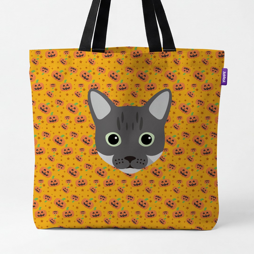 'Happy Pumpkin' - Personalized {breedCommonName} Canvas Bag