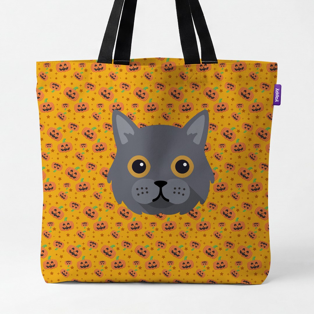 'Happy Pumpkin' - Personalized {breedCommonName} Canvas Bag