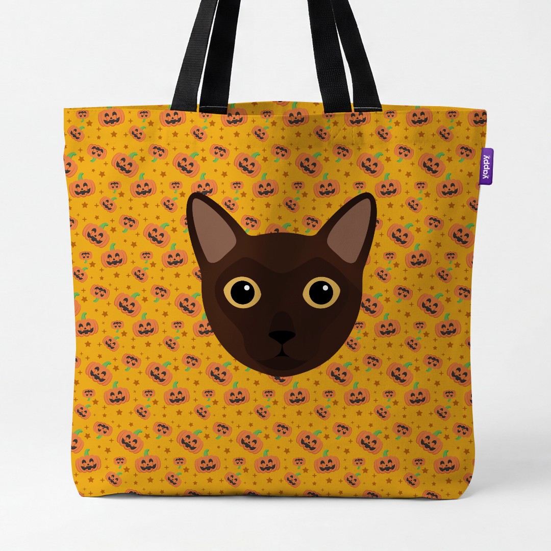 'Happy Pumpkin' - Personalized {breedCommonName} Canvas Bag