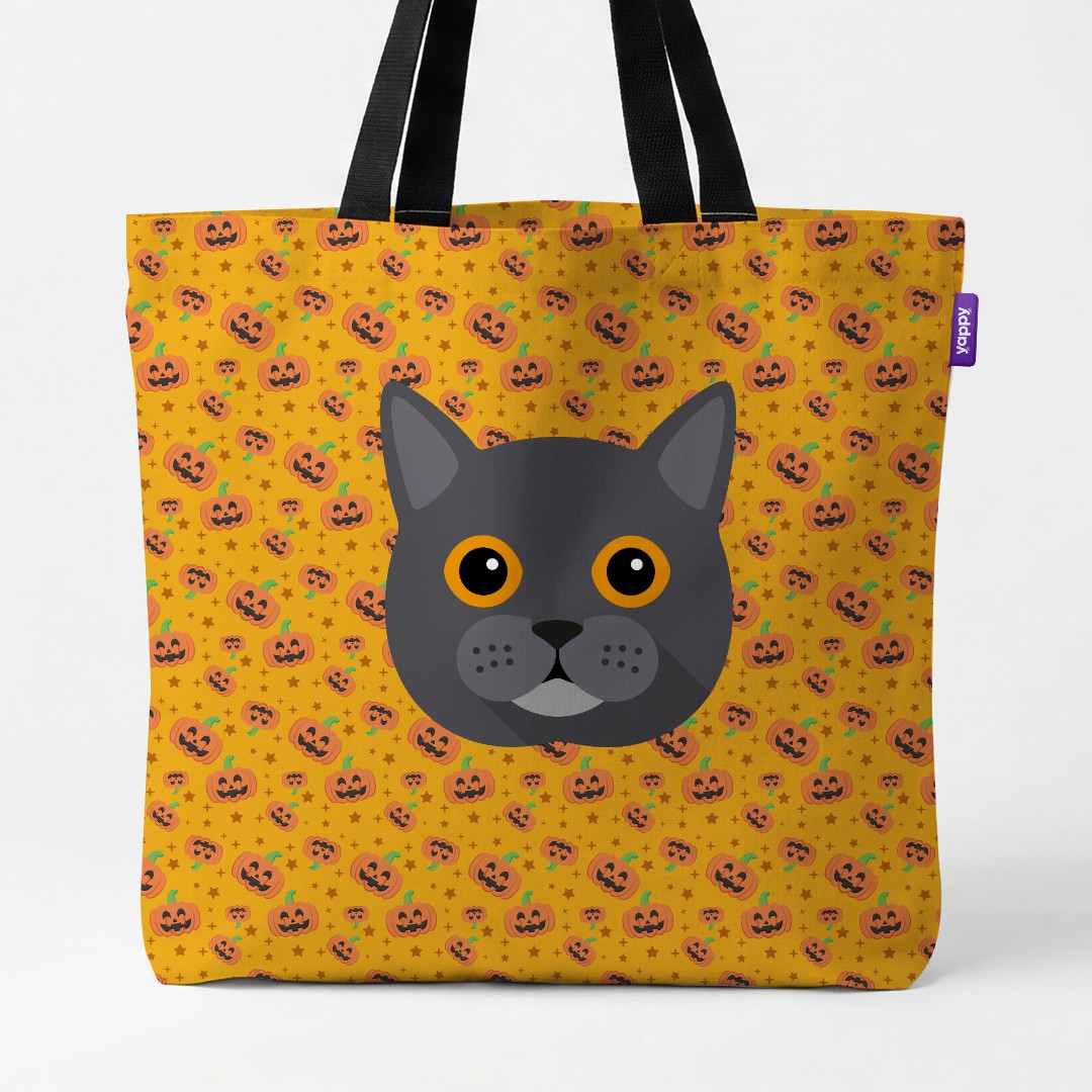 'Happy Pumpkin' - Personalized {breedCommonName} Canvas Bag
