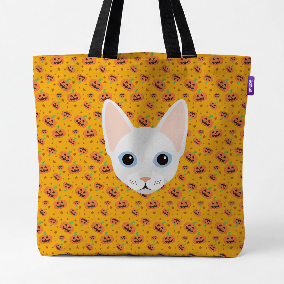 'Happy Pumpkin' - Personalized {breedCommonName} Canvas Bag