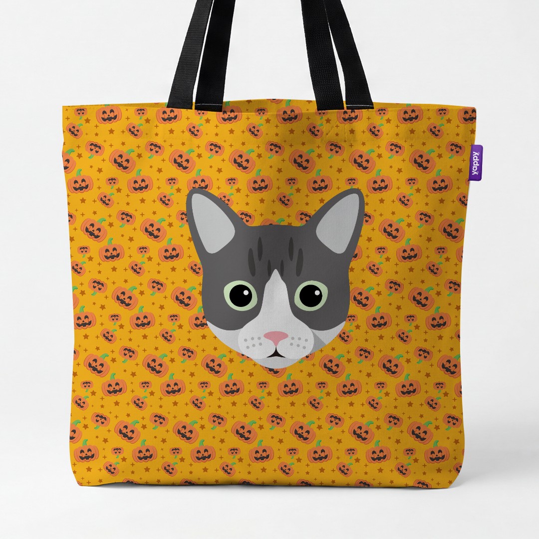 'Happy Pumpkin' - Personalized {breedCommonName} Canvas Bag