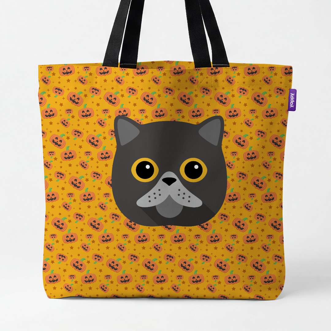 'Happy Pumpkin' - Personalized {breedCommonName} Canvas Bag