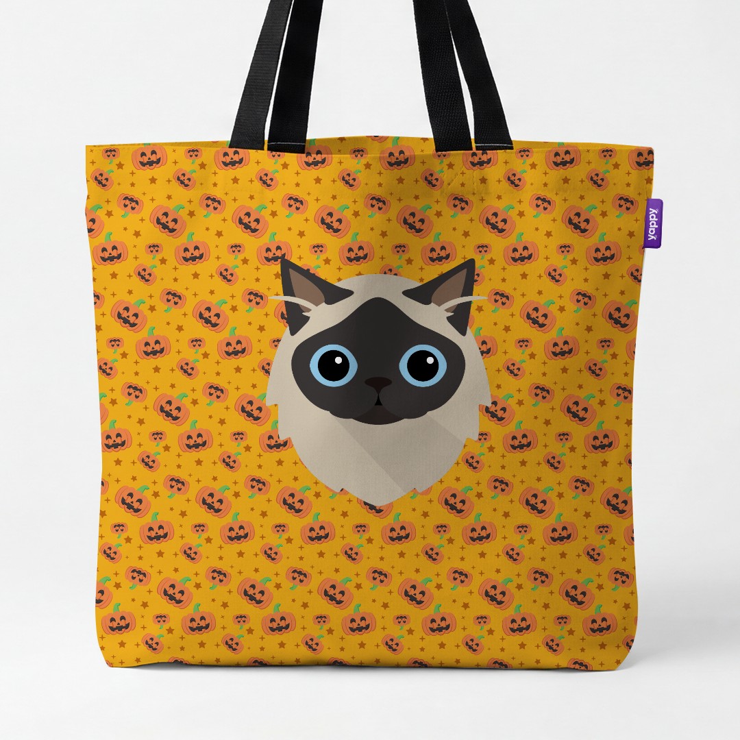 'Happy Pumpkin' - Personalized {breedCommonName} Canvas Bag