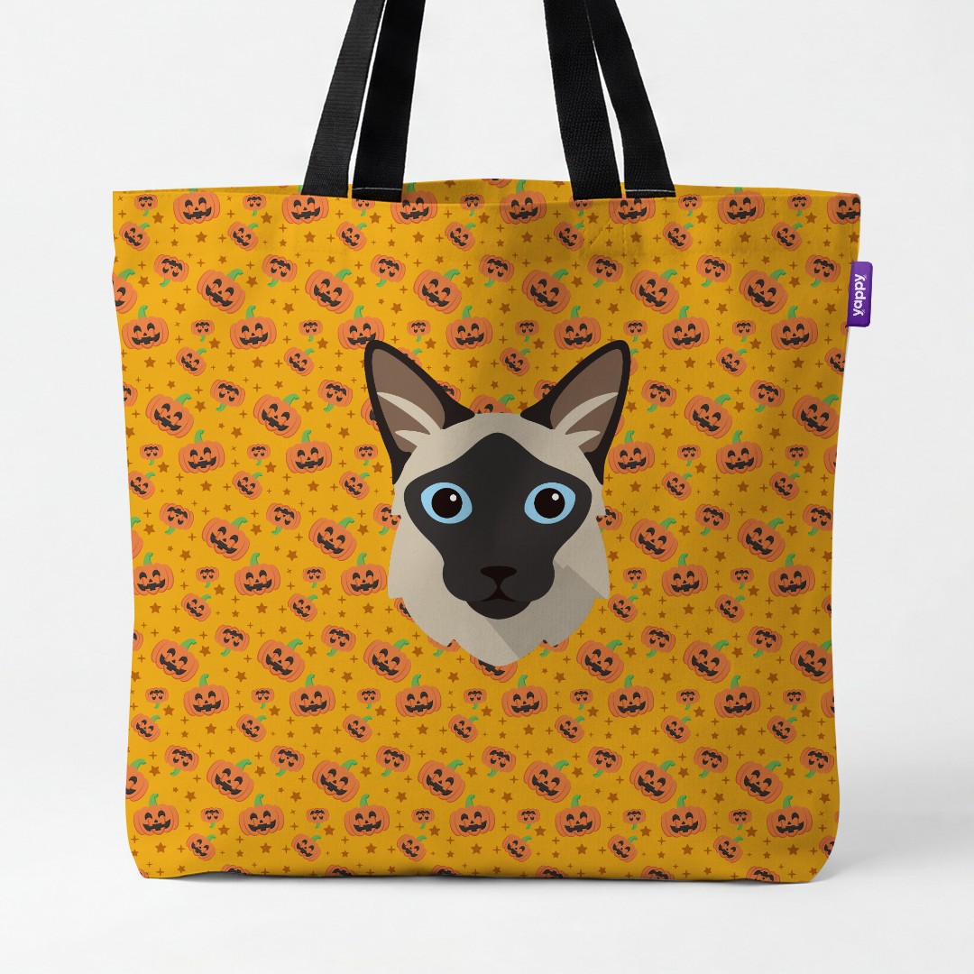 'Happy Pumpkin' - Personalized {breedCommonName} Canvas Bag