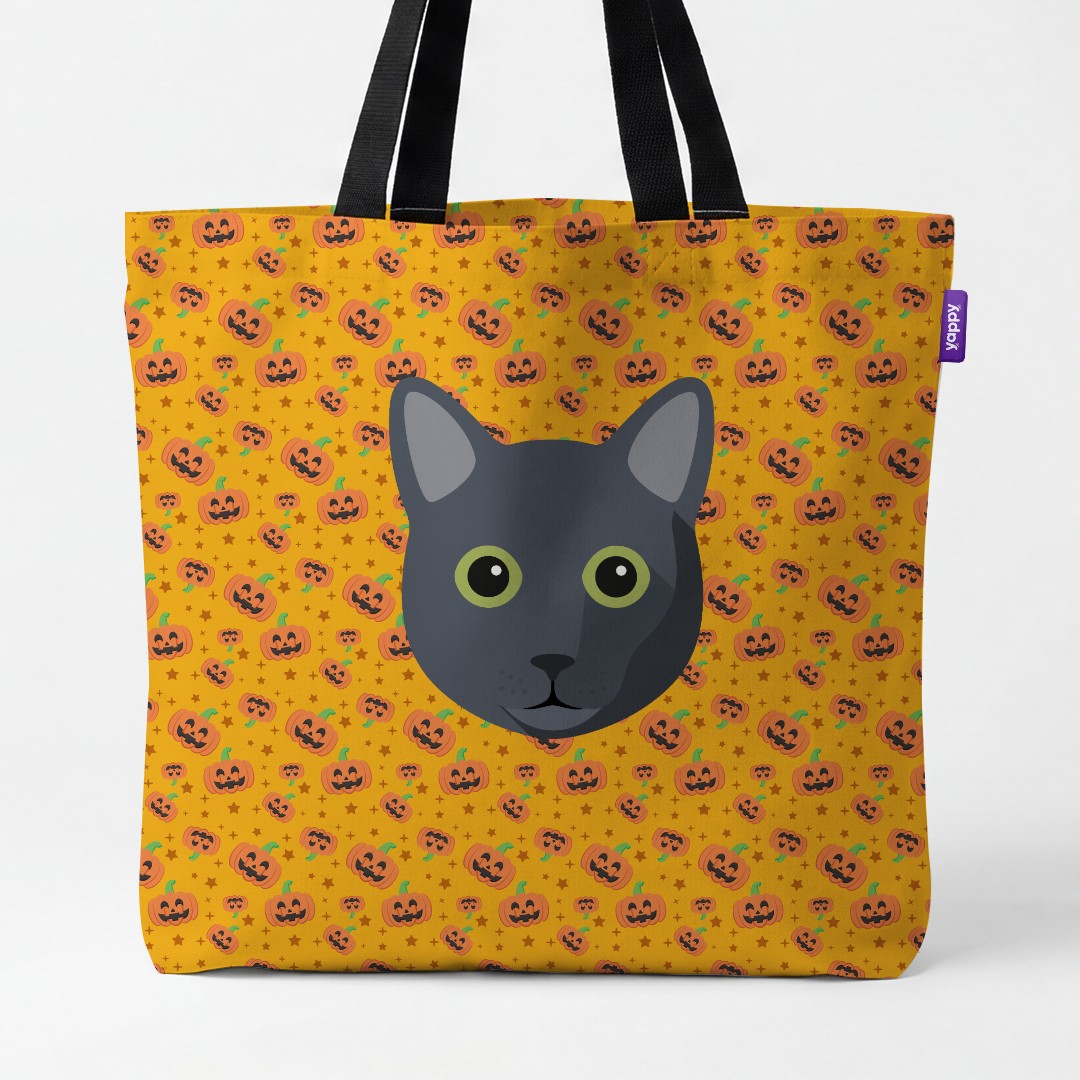'Happy Pumpkin' - Personalized {breedCommonName} Canvas Bag