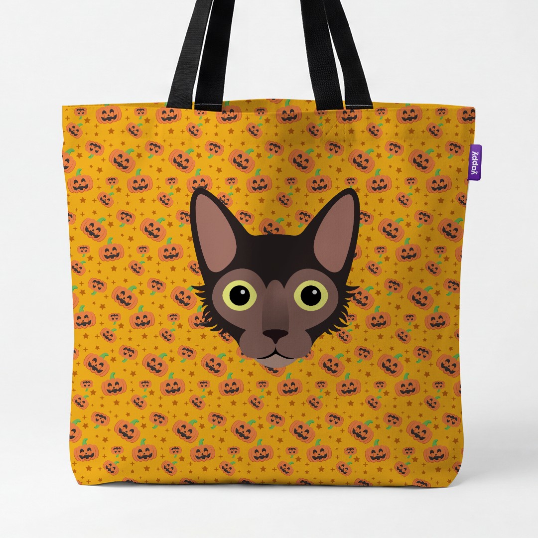 'Happy Pumpkin' - Personalized {breedCommonName} Canvas Bag