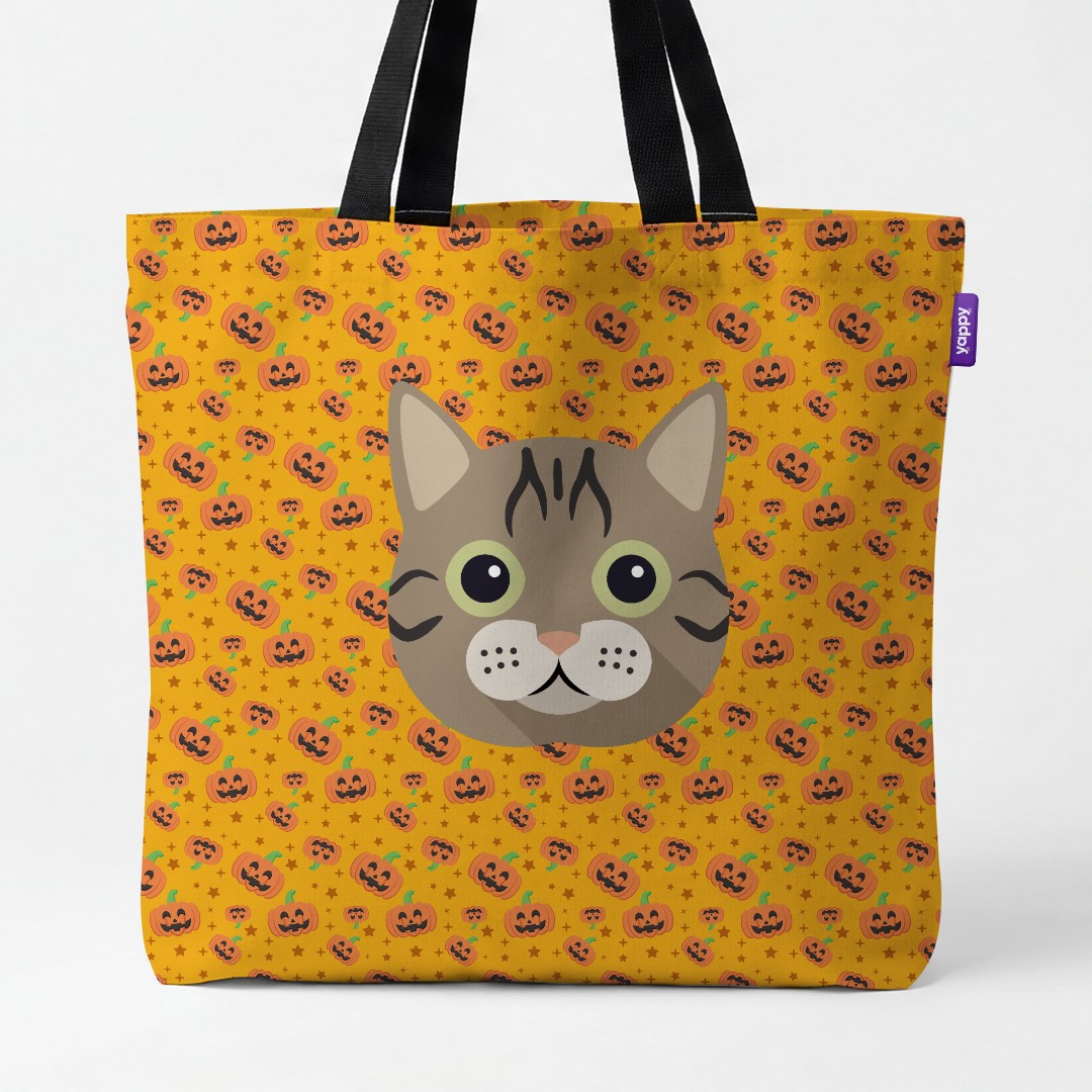 'Happy Pumpkin' - Personalised {breedCommonName} Canvas Bag