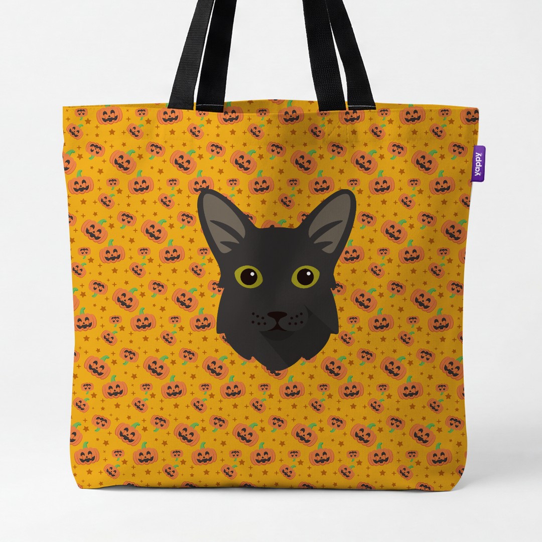 'Happy Pumpkin' - Personalized {breedCommonName} Canvas Bag