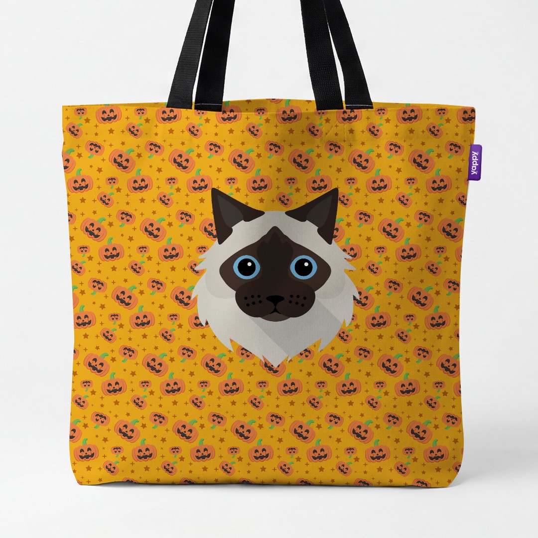 'Happy Pumpkin' - Personalized {breedCommonName} Canvas Bag