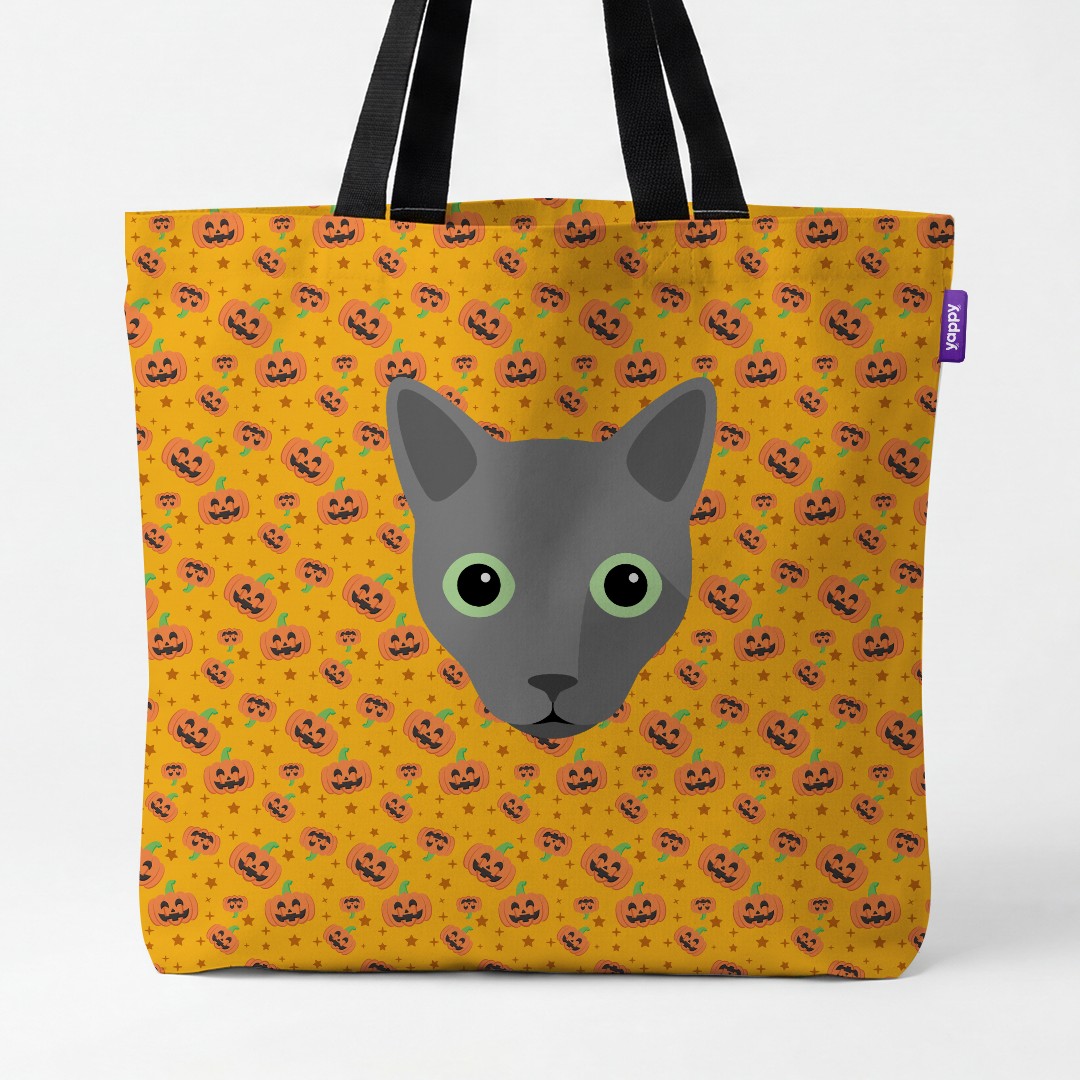 'Happy Pumpkin' - Personalized {breedCommonName} Canvas Bag