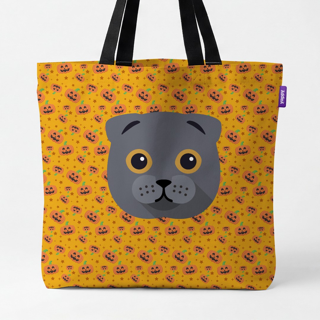 'Happy Pumpkin' - Personalized {breedCommonName} Canvas Bag