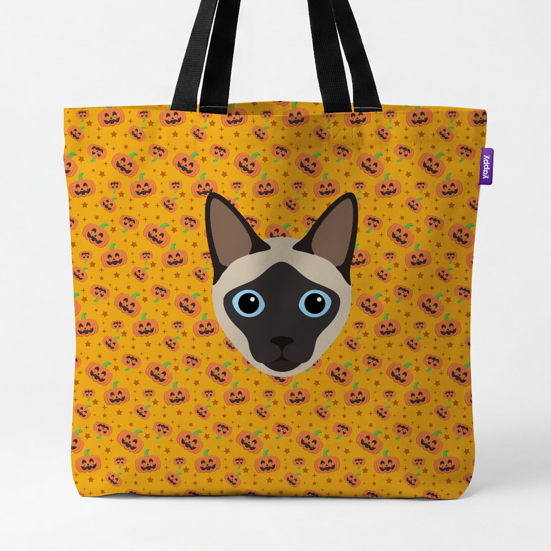 'Happy Pumpkin' - Personalized {breedCommonName} Canvas Bag