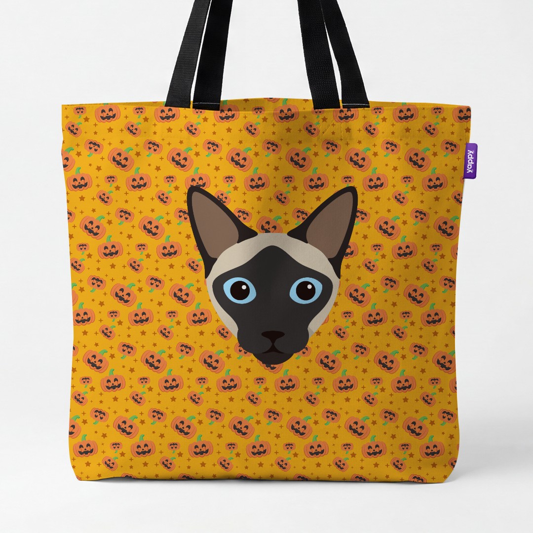 'Happy Pumpkin' - Personalized {breedCommonName} Canvas Bag