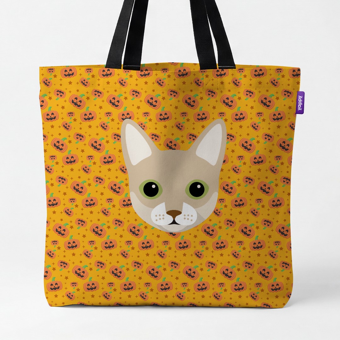 'Happy Pumpkin' - Personalized {breedCommonName} Canvas Bag