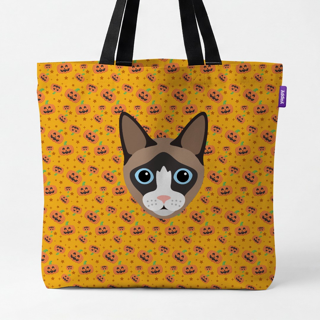 'Happy Pumpkin' - Personalized {breedCommonName} Canvas Bag