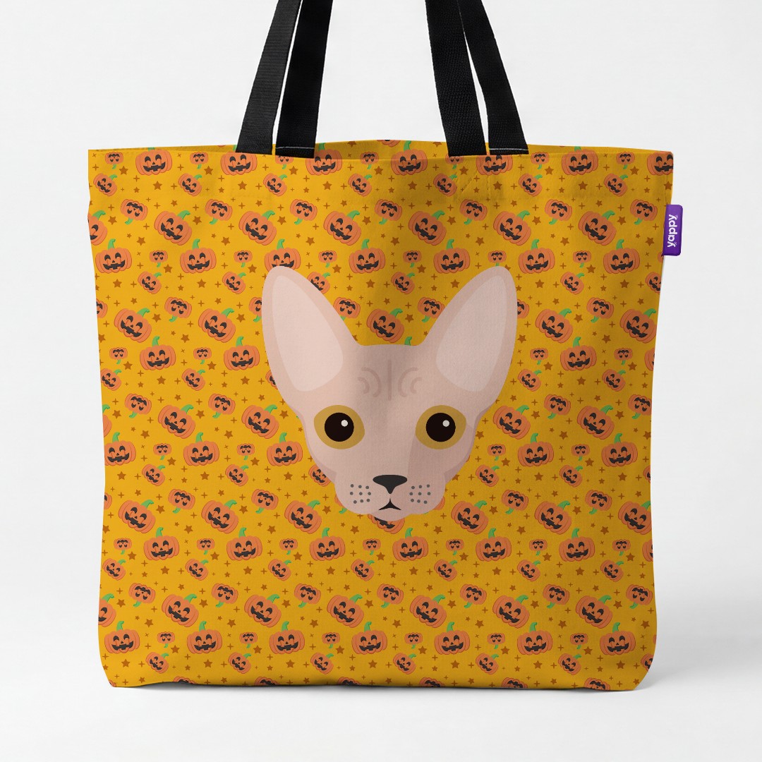 'Happy Pumpkin' - Personalized {breedCommonName} Canvas Bag