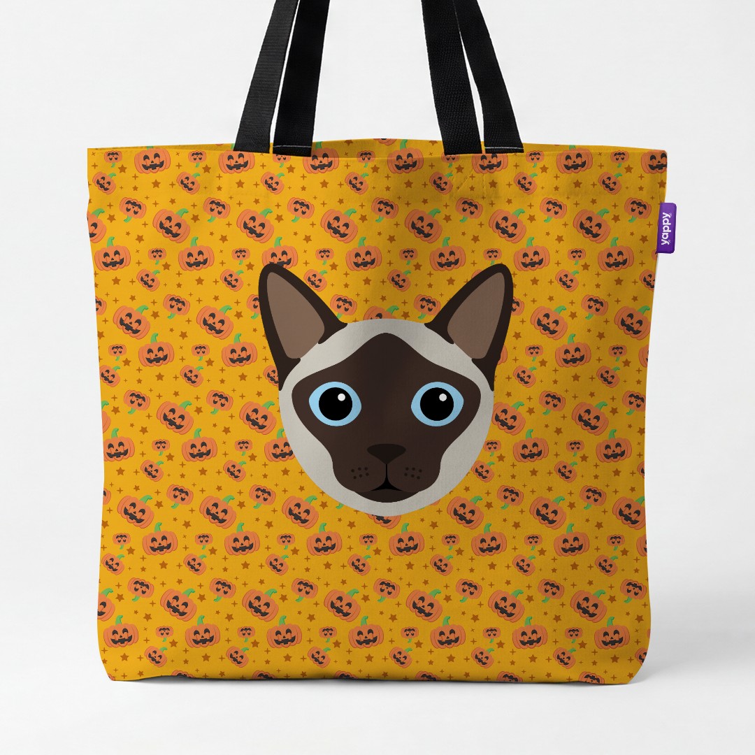 'Happy Pumpkin' - Personalized {breedCommonName} Canvas Bag