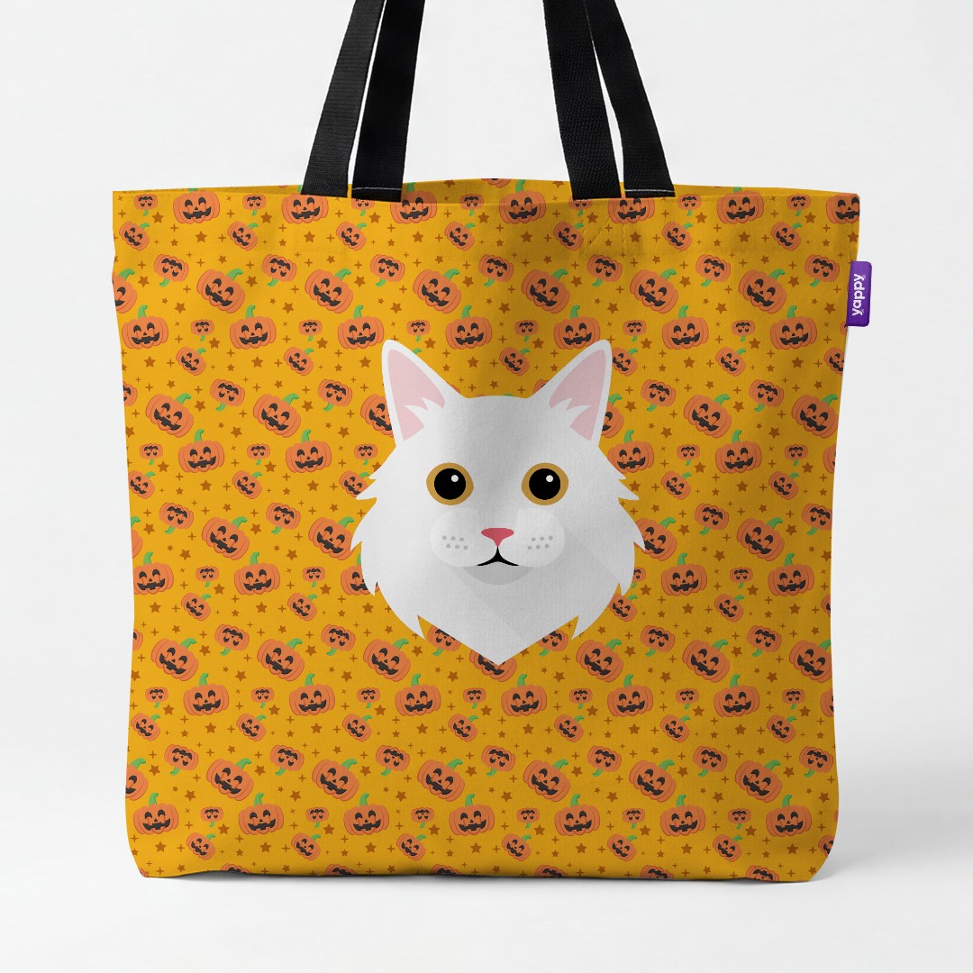 'Happy Pumpkin' - Personalised {breedCommonName} Canvas Bag