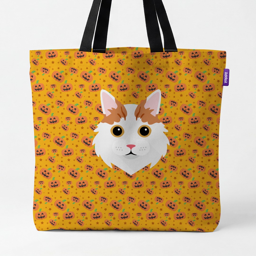 'Happy Pumpkin' - Personalized {breedCommonName} Canvas Bag