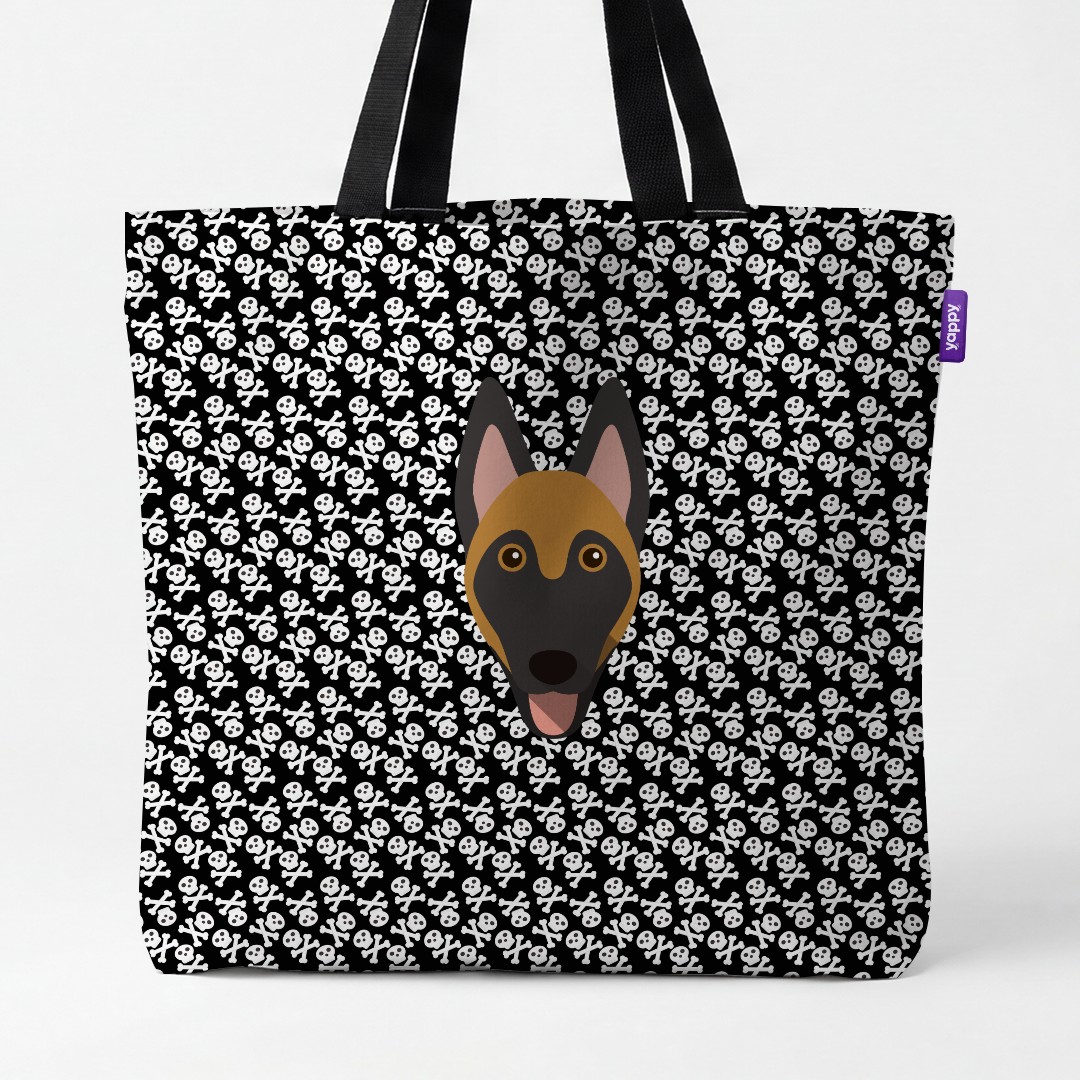 'Skull and Crossbones' - Personalised {breedCommonName} Canvas Bag