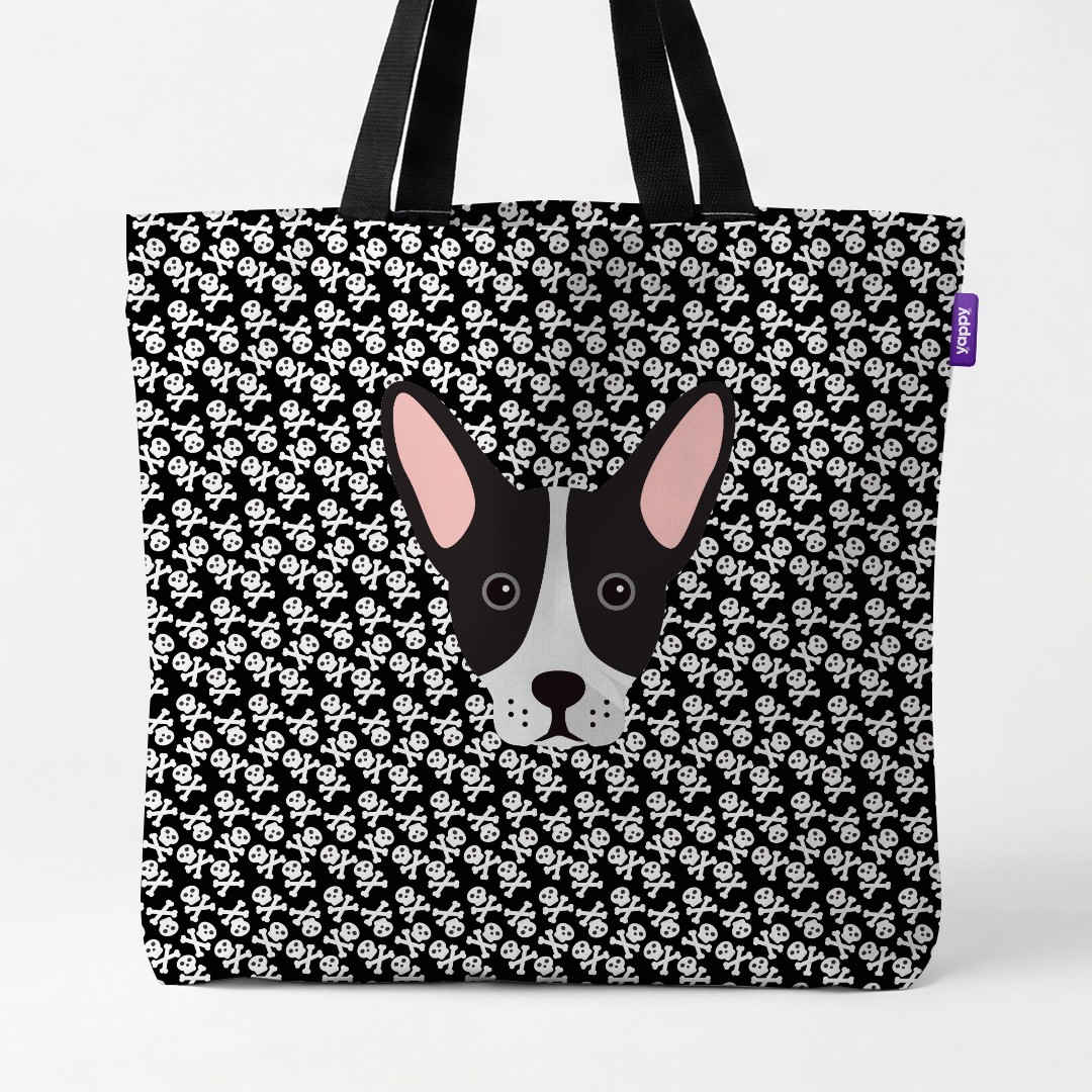 'Skull and Crossbones' - Personalised {breedCommonName} Canvas Bag