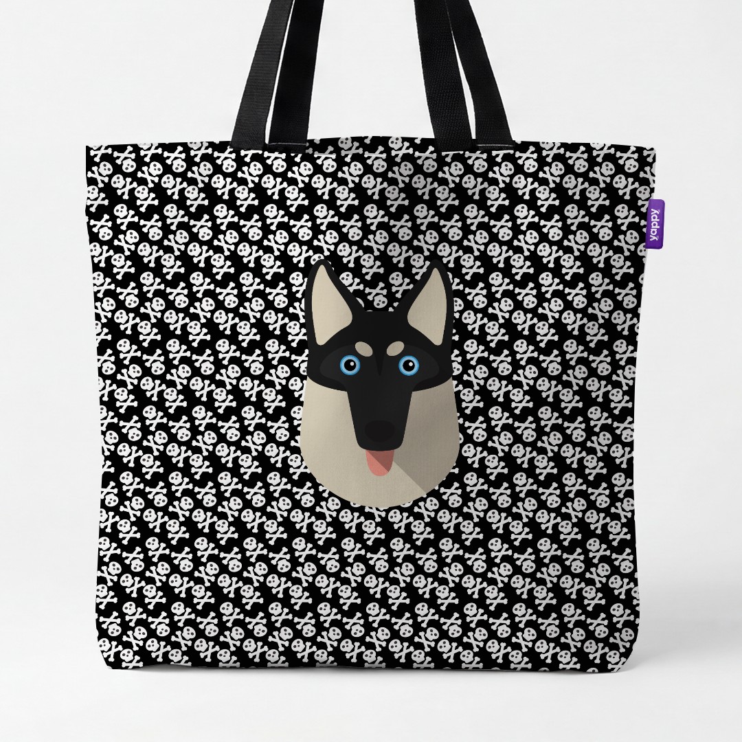 'Skull and Crossbones' - Personalized {breedCommonName} Canvas Bag