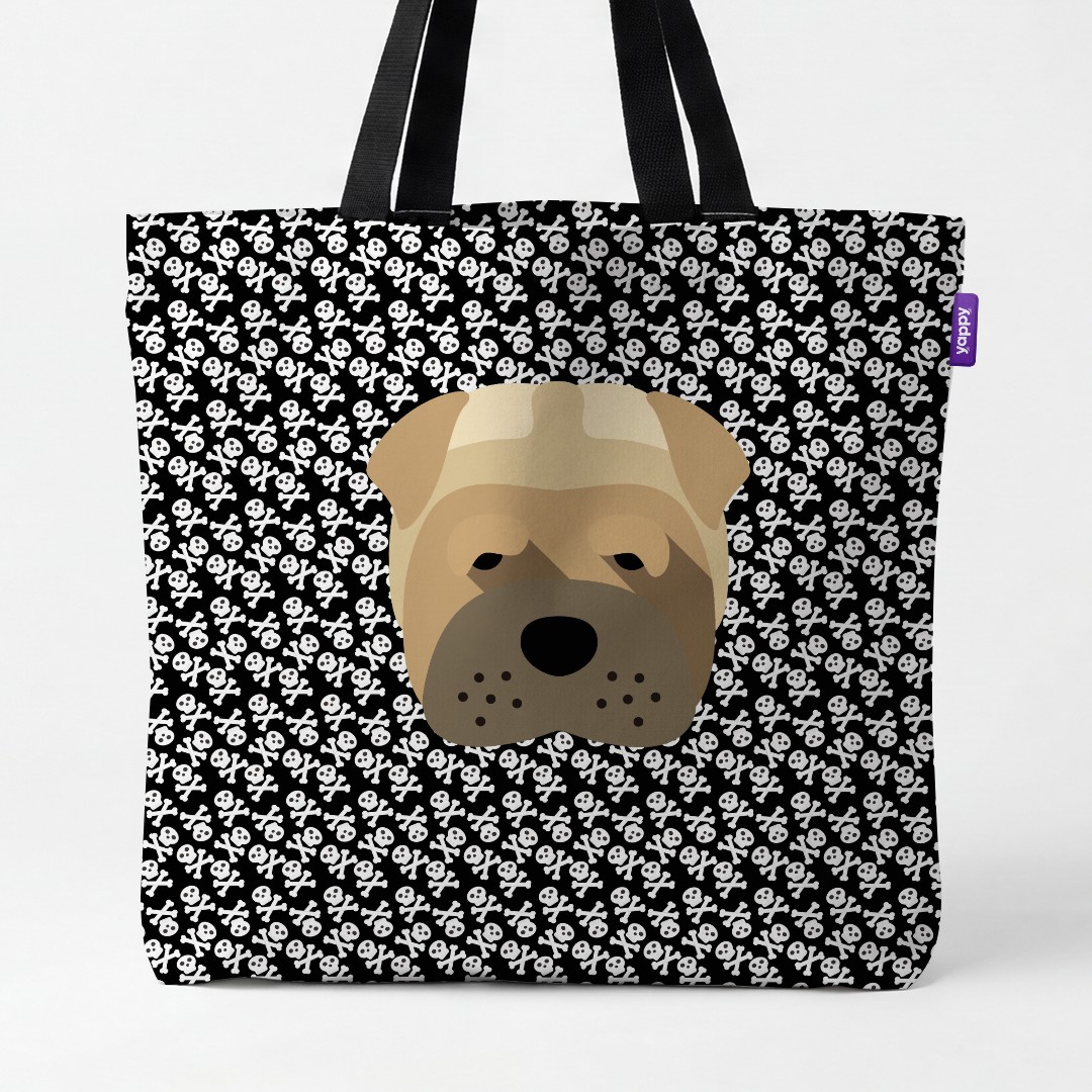 'Skull and Crossbones' - Personalised {breedCommonName} Canvas Bag