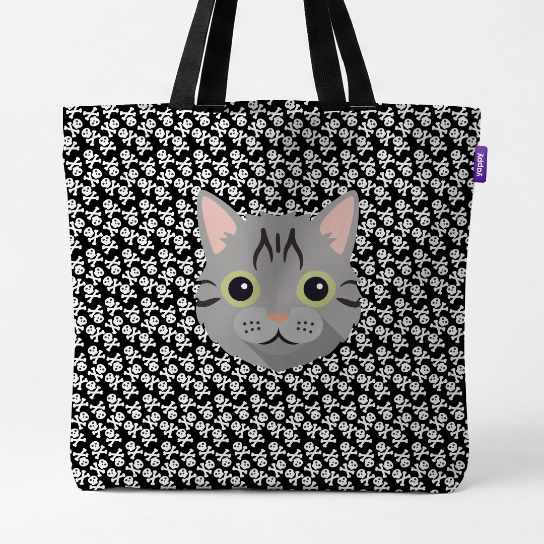 'Skull and Crossbones' - Personalised {breedCommonName} Canvas Bag