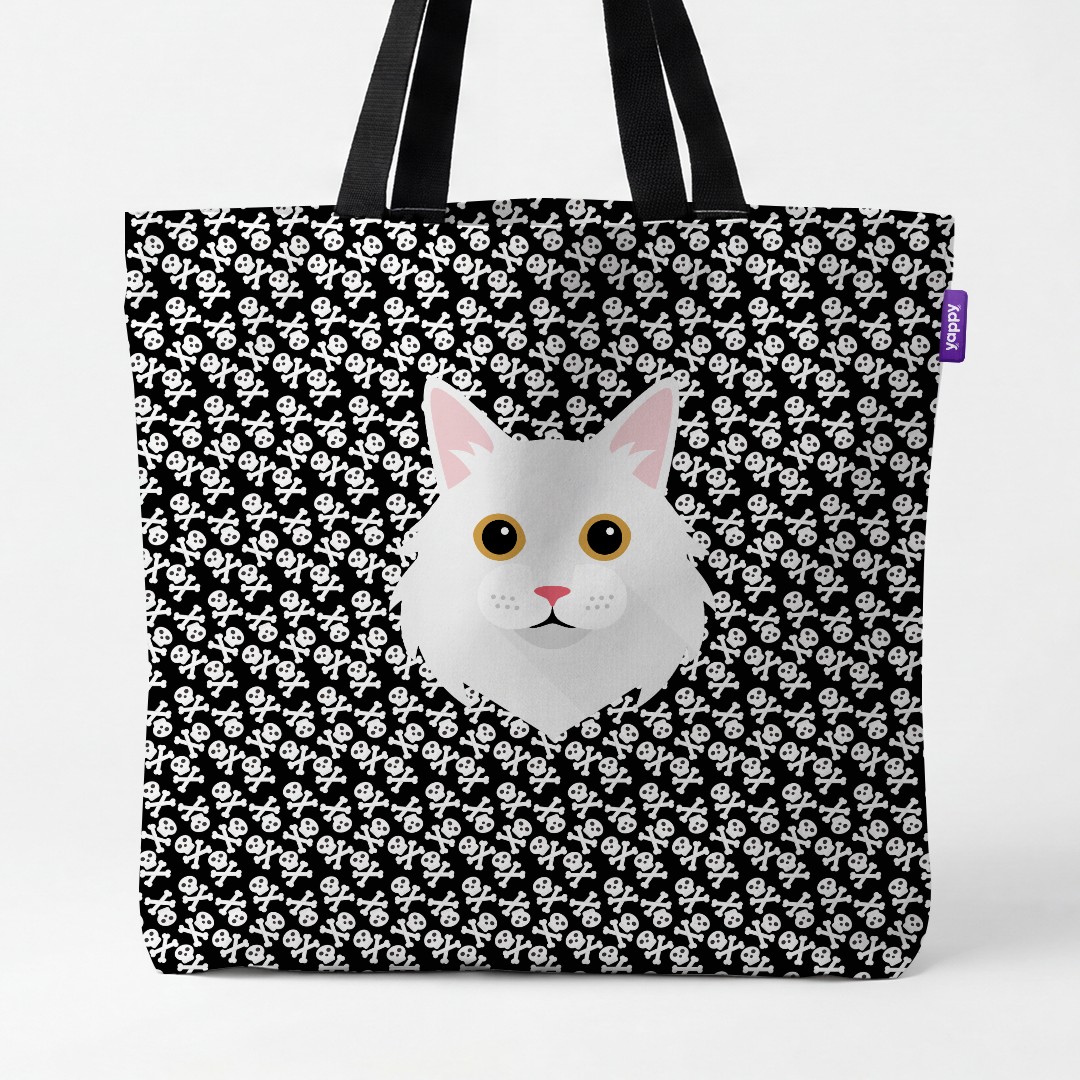 'Skull and Crossbones' - Personalised {breedCommonName} Canvas Bag