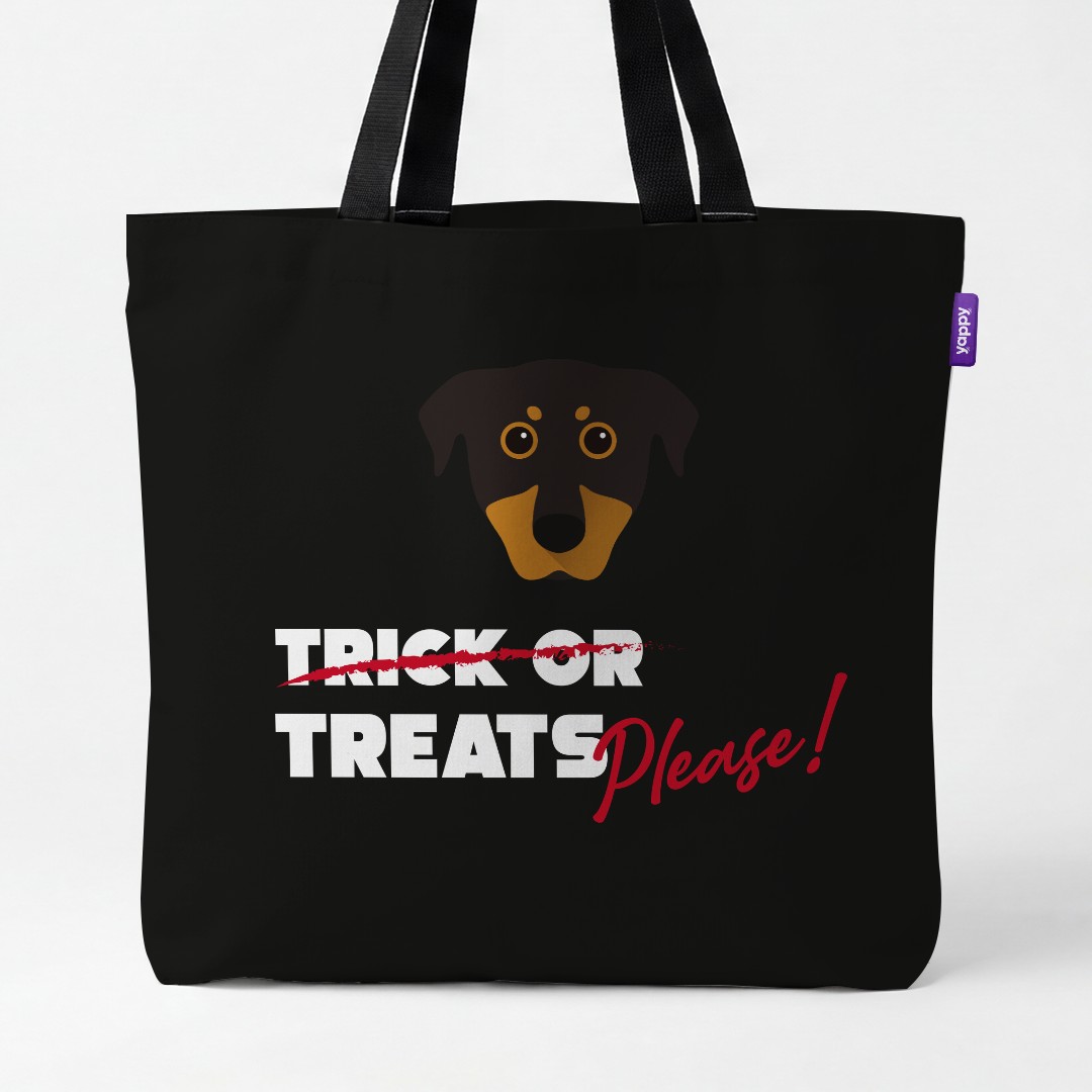 'Trick or Treats Please' - Personalised {breedCommonName} Canvas Bag