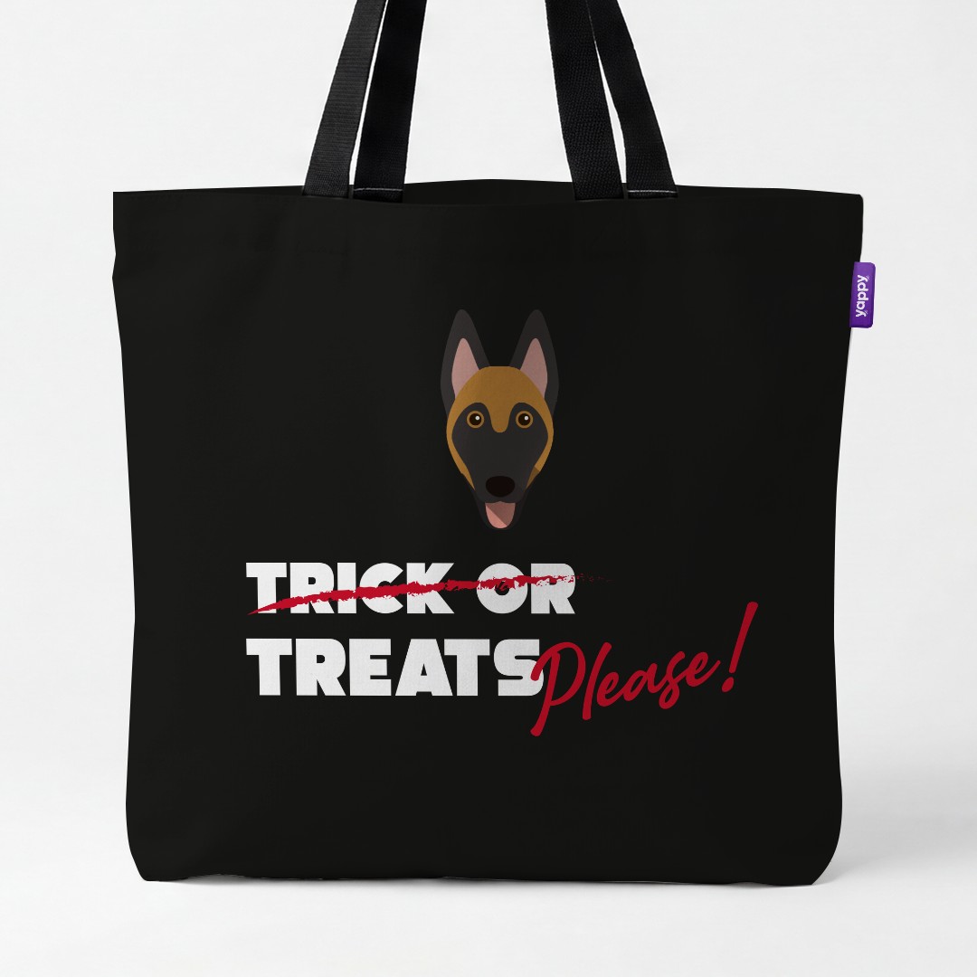 'Trick or Treats Please' - Personalised {breedCommonName} Canvas Bag