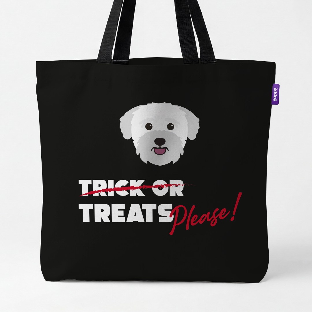 'Trick or Treats Please' - Personalized {breedCommonName} Canvas Bag