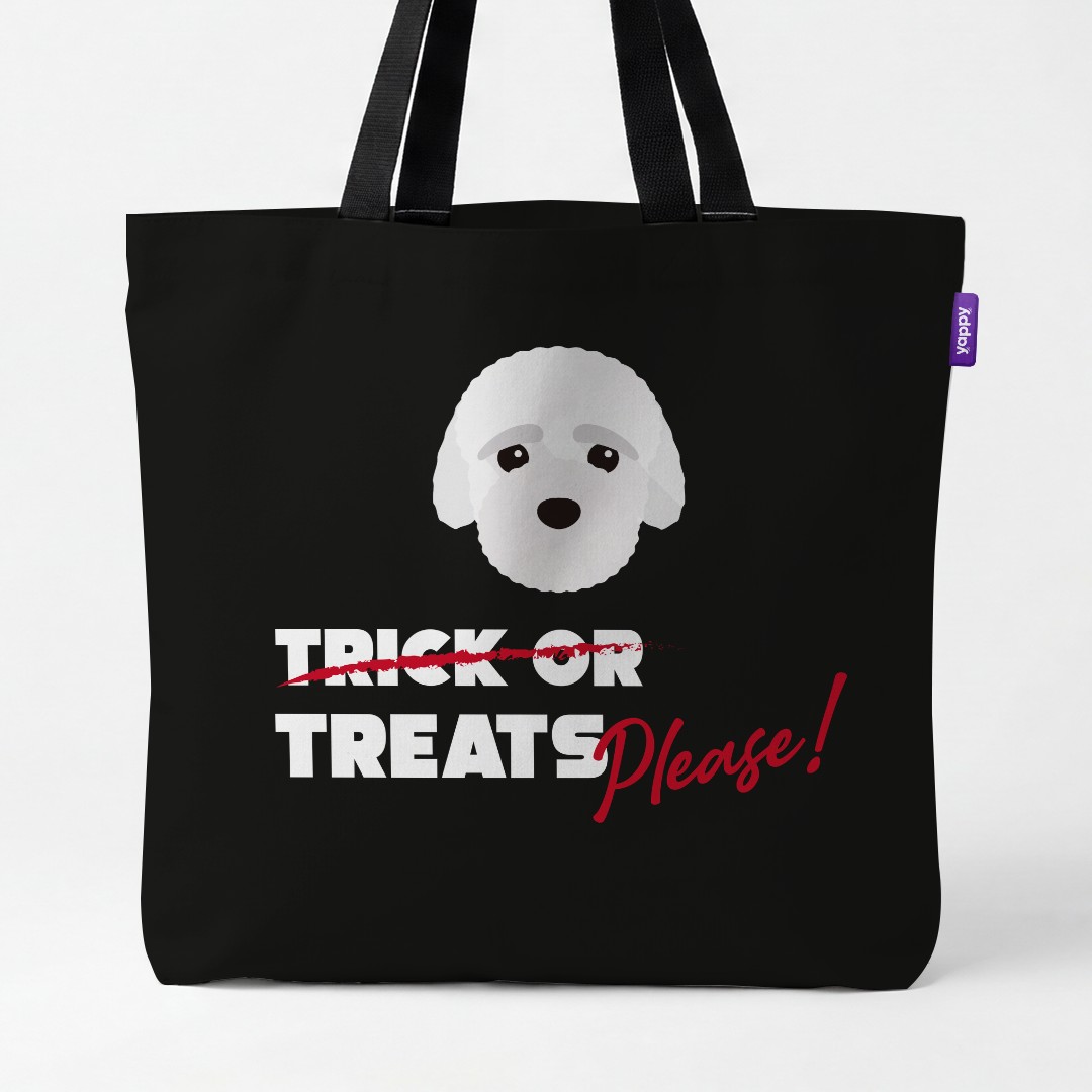 'Trick or Treats Please' - Personalised {breedCommonName} Canvas Bag
