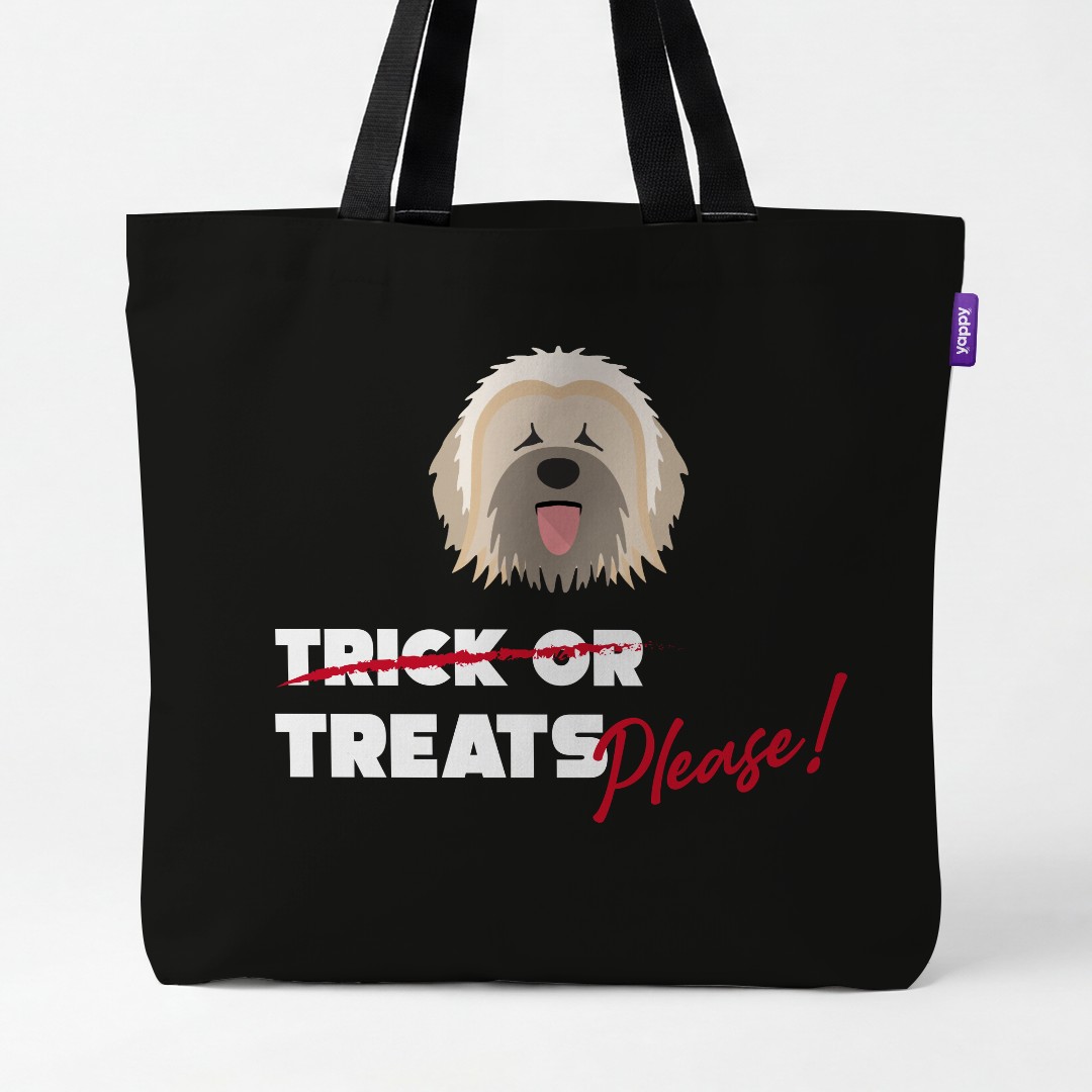 'Trick or Treats Please' - Personalised {breedCommonName} Canvas Bag