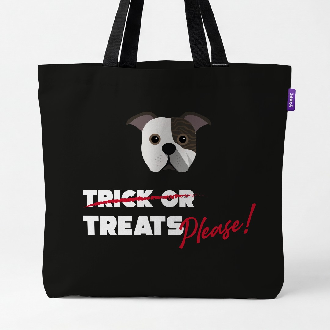 'Trick or Treats Please' - Personalized {breedCommonName} Canvas Bag