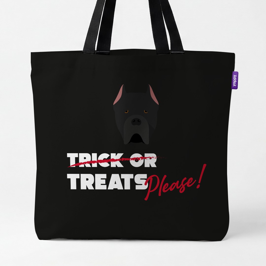 'Trick or Treats Please' - Personalized {breedCommonName} Canvas Bag