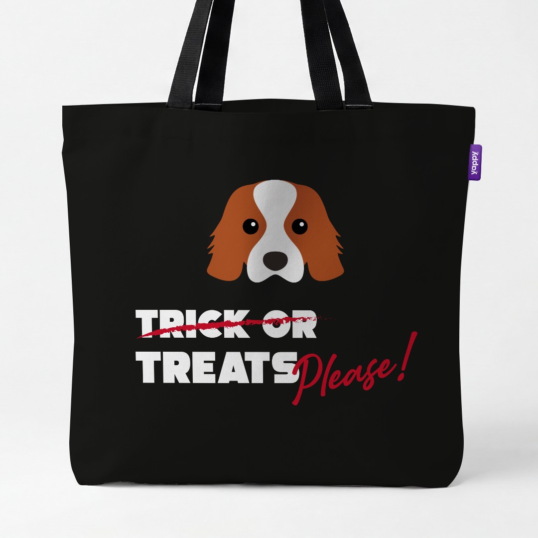 'Trick or Treats Please' - Personalised {breedCommonName} Canvas Bag