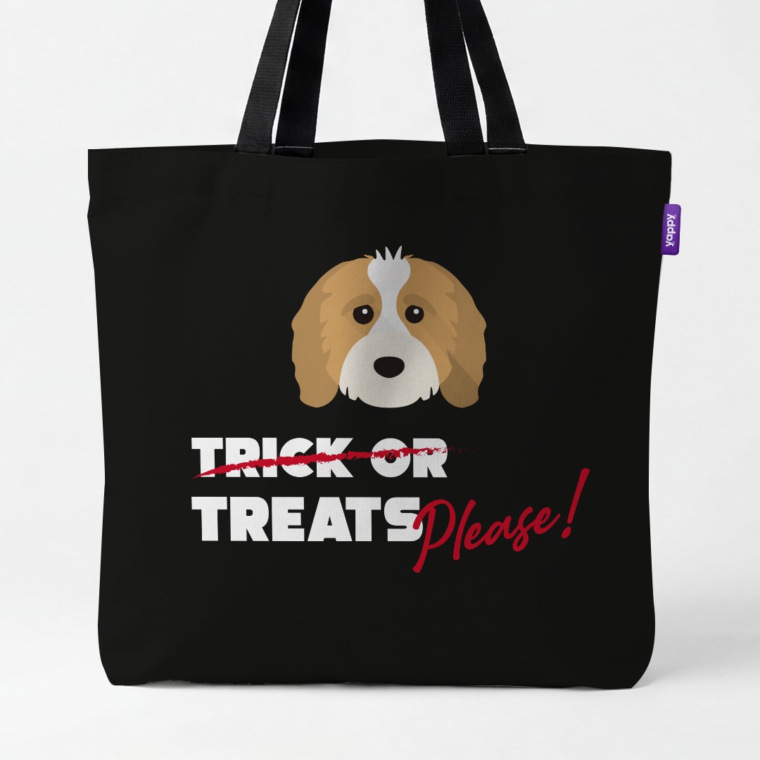 'Trick or Treats Please' - Personalized {breedCommonName} Canvas Bag